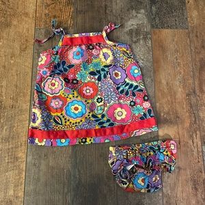Hanna Andersson Floral Multi Colored Top and Bloomer Set